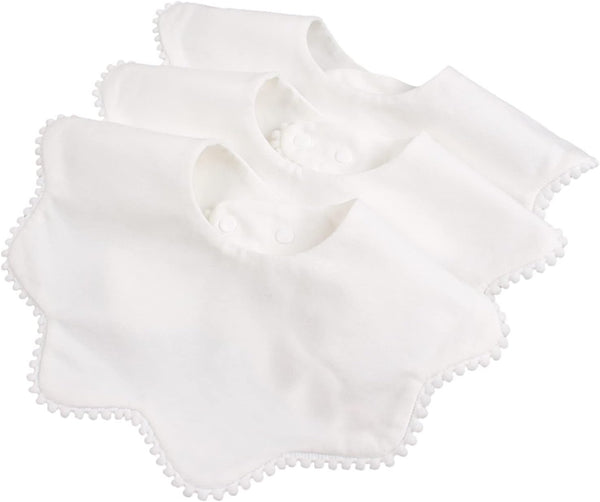 Bamery Baby Bandana Bibs, White Cotton Drool Bibs for Teething and Drooling, Absorbent for Boy Girl