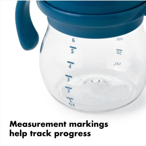 OXO Tot Transitions Soft Spout Sippy Cup with Removable Handles, Navy, 6 Ounce