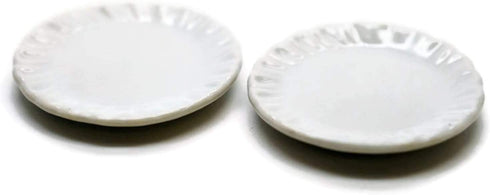 10 x 30 mm (3.0 cm) White Miniature Scallop Plate Dish for Dollhouse