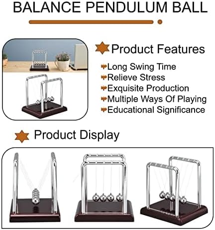 Balance Pendulum Balls Desk Accessories for Men, Swinging Balls with Base for Calm Down Fidgets, Office Decor