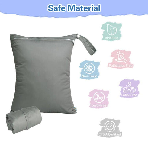 2 Pack babygoal Wet Dry Bags for Swimsuits, Waterproof Bag for Travel, Food Storage, Stroller, Daycare, Baby Diapers