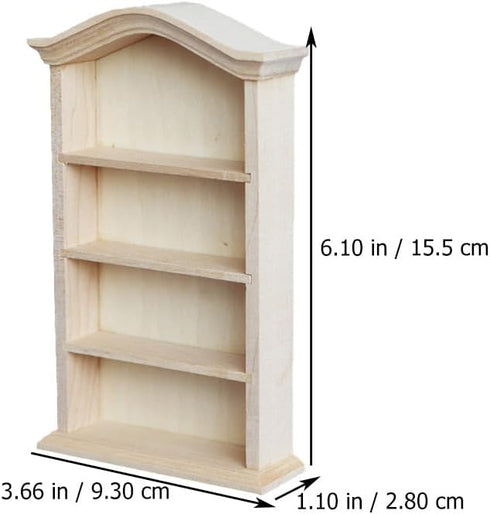 1/12 Dollhouse Wooden Bookshelf, Mini Furniture Doll Display Case Miniature Cabinet Shelf Fairy Scene Bookcase