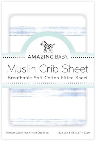 Soft Denim Brushstroke Baby Muslin Fitted Crib Sheet