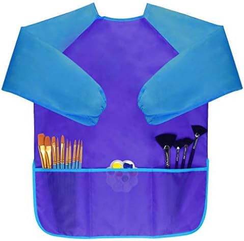 Kids Art Smocks, Waterproof Toddler Painting Aprons, Long Sleeve with 3 Pockets for Ages 2-6 Years