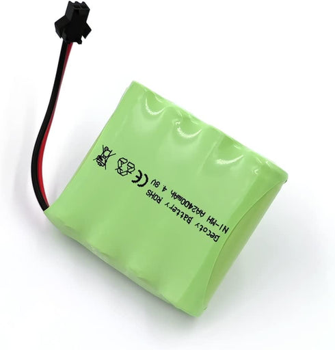 Gecoty 4.8v Pack, 2400mAh 2P 1:18, 1:16, 1:14, 4x4 Battery NiMH AA Rechargeable RC Battery with Charge Cable, SM Plug