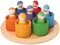 Rainbow '7 Friends' Set of Wooden Sorting & Matching Peg Dolls with Round Tray