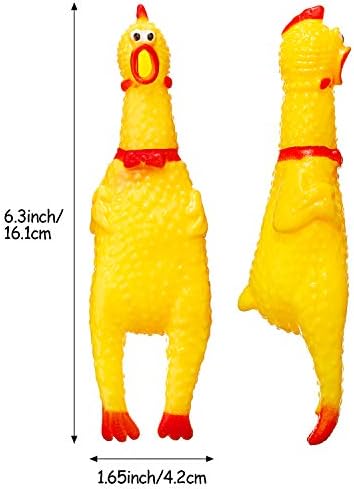 Gejoy 15 6.3 Inch(Yellow) Pcs Rubber Screaming Chicken Queeze Novelty Toys Squeaky Noise Shrilling Shrieking Squawking