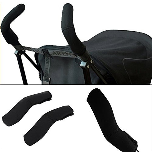 2Pcs Baby Stroller Armrest Cover, Removable Zipper Crossbar Elastic Protector Sleeve, Black