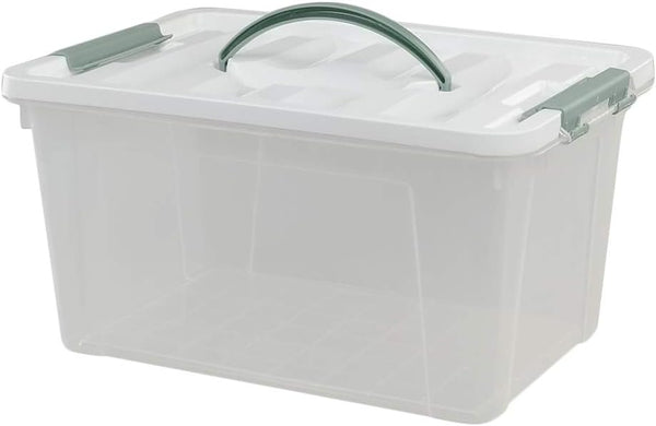 Saedy 14 Quart Latching Box - Clear Plastic Storage Bin with Lid and Handles