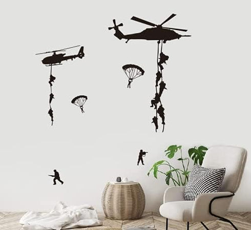 Army Wall Decors for Wall, Military Airplane Helicopter Vinyl Stickers for Teens Boys Bedroom Kids Room (TM-16).
