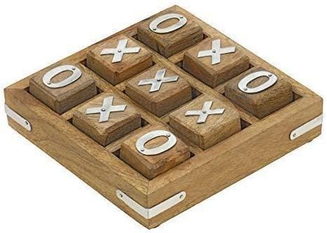 Handcrafted Gifts XO Blocks Tic Tac Toe Game - Wooden Family Board Games for All Occasions
