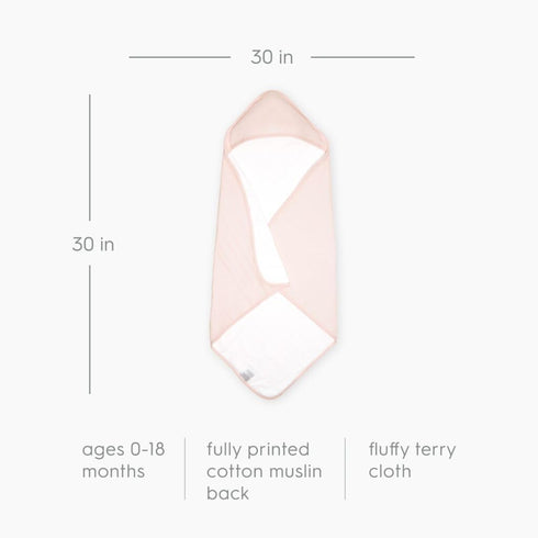 Cozy Light Pink Cotton Hooded Towel for Infants - Soft and Bath Time Essential