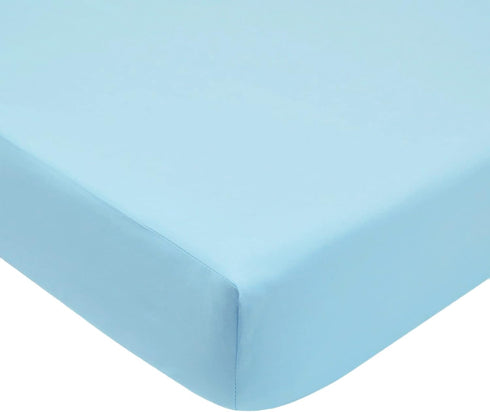 28x52 Baby Crib Fitted Sheet Poplin Cotton Standard Crib Sheet Toddler Mattress Sheet Cover Solid Blue Boy Bed Sheet