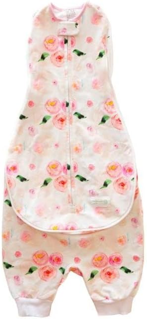 Woombie 0-9 Grow with Me Baby Swaddle with Leggies, Watercolor Roses, Months