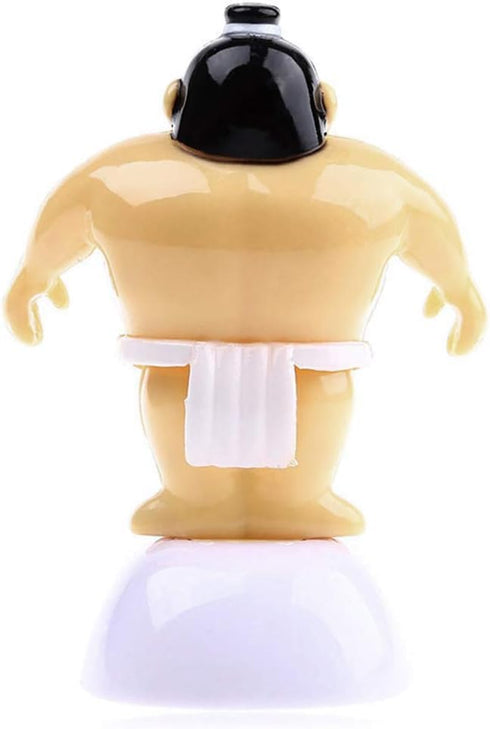 Yellow Sumo Wrestler Solar Power Swinging Car, Interior Dashboard Ornament Gift