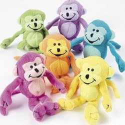 12 Neon Stuffed Animal Monkeys - Toys and Party Favors - Pieces