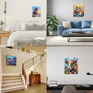 12" Wx16 Newsight Paint by Numbers for Adults & Kids & Beginners DIY Acrylic Painting Gift Kits (Framed Color Cow, L)