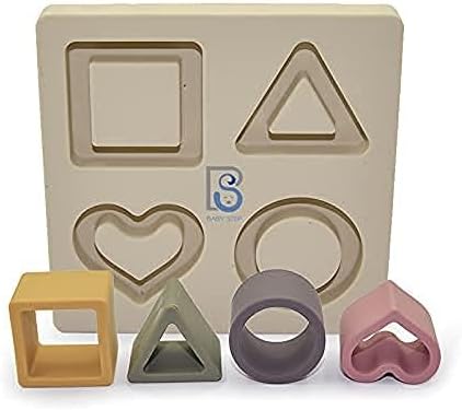 Baby Step Beige Silicone Shape Sorter Puzzle - Montessori Educational Toy for Toddlers 6-24 Months - Enhances Fine