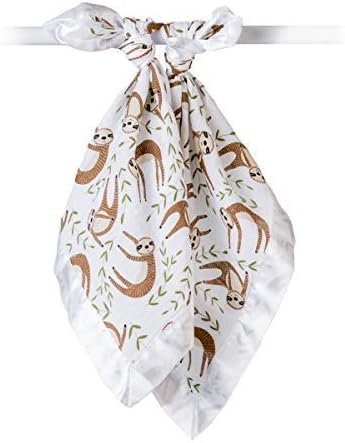 lulujo Baby Security Lovie Blankets, Unisex Softest Breathable Cotton Muslin Security Blanket, 16in by 16in, Sloth