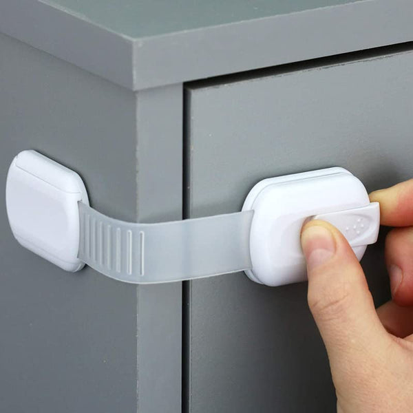 Child Safety Lock for Refrigerator, Cabinet, Drawer, Freezer & Door, 2 Extra Strong Adhesives, Pack of 4