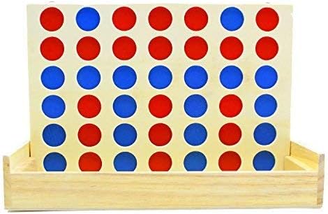 4 in a Row Wooden Board Game - Foldable Line Up 4 Classic Family Toy for Kids and Family