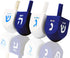 The Dreidel Company Bulk Wooden Hanukkah Dreidels, Solid Blue & White, Hand Painted with English Transliteration