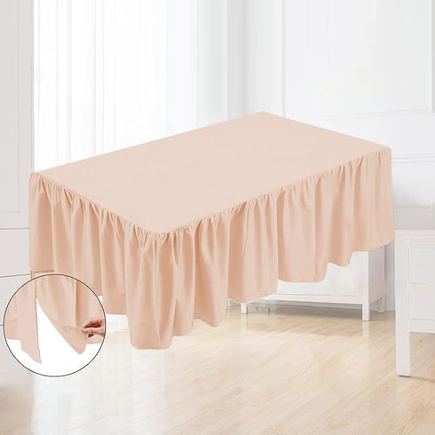 (28 52 14) Inch Crib Ruffle Bed Skirt Microfiber Nursery Bedding Skirt for Baby Girls x x - Blush Solid