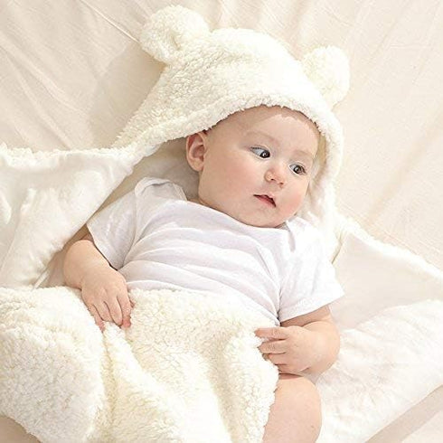 Baby Swaddle Blanket, Cute Cotton Plush Receiving Wraps for Boys Girls, Soft Newborn Sleeping for 0-6 Months