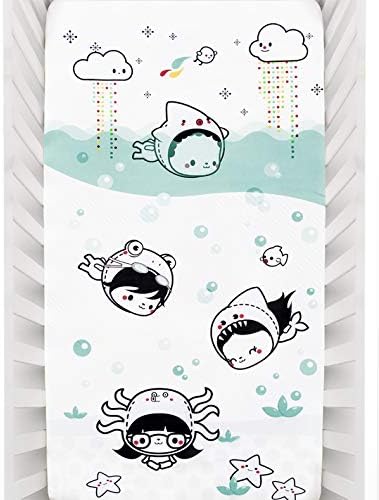 Rookie Humans Organic Cotton Sateen Fitted Crib Sheet: Dive in, Modern Nursery, Standard Crib Size (52 x 28 inches)