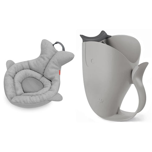 Skip Hop Soft Sink Baby Bath Tub and Rinse Cup, Moby Grey, 0-6 Months