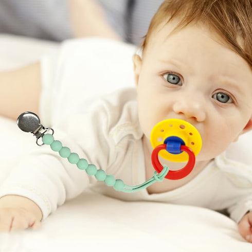 4 Pack Pacifier Clips for Boys Girls - MORIBOX Paci Clip Soothe Baby Binky Holder for Shower Birthday Gift