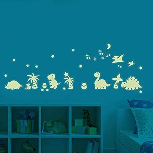 BENBO Glow in Dark Wall Decals, DIY Luminous Vinyl Stickers for Kids Girls Bedroom Home Nursery Dinosaurs Decorations