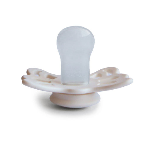0-6 FRIGG Butterfly Anatomical SilkySoft Silicone Baby Pacifier | Made in Denmark | BPA-Free (Cream/Sage, Months)