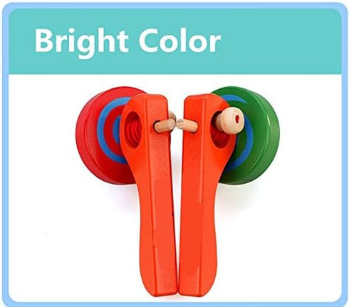 FQStech Wooden Spinning Top Gyroscope with Handle and Pull String Wire, Color Random
