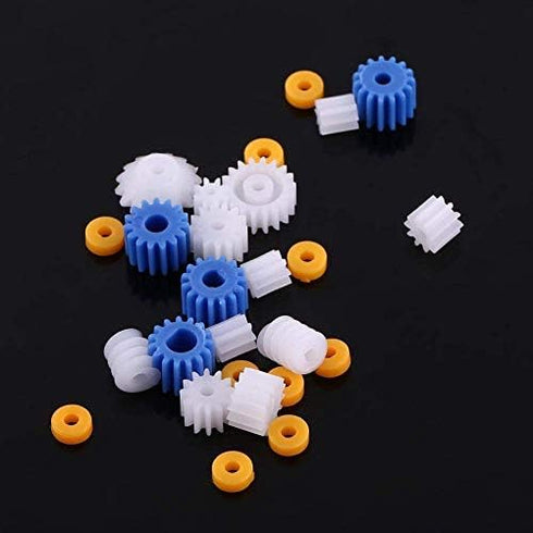 26pcs Set 2MM/2.3MM/3MM/3.17MM/4MM 130/180/280/370 Walfront Plastic Spindle Gear Motor Gear Assortment Kit for DIY