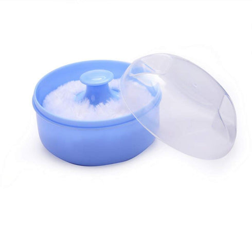 Pack of 2 Baby Body Cosmetic Powder Puff Sponge Box Case (Blue/Pink)