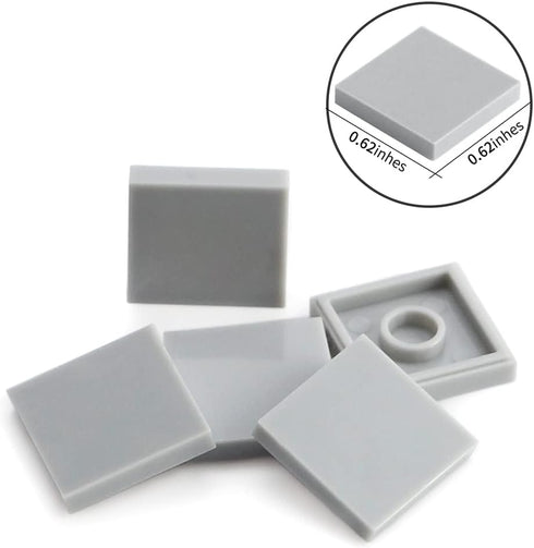 Light Bluish Gray 2×2 Tile ×500 Parts and Pieces Flat MOC Bricks, Bulk Building Blocks for Smooth Surface Wall Floor, Toy Accessories Compatible with Major Brands by Feleph
