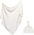 iEvolve Cotton Knitted Baby Swaddle Blanket with Hat Headband Set Newborn Swaddle