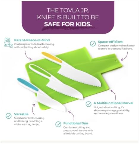 TOVLA JR. Toddler Kitchen Knife and Cutting Board Set, Safe Tools for Ages 3+, Montessori