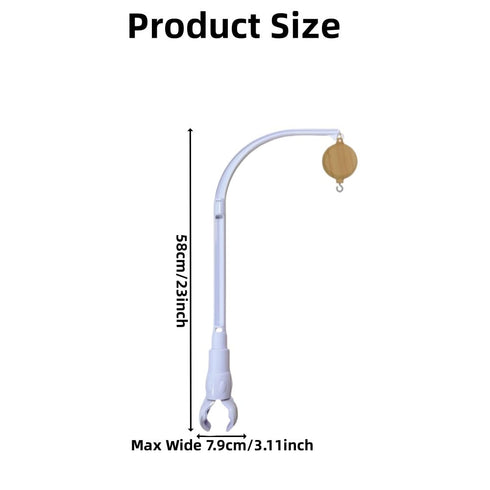 Urvoo 23 inch 35 (58CM) Baby Crib Mobile Bed Bell Holder Arm Bracket,with Battery-Operated Music Box, The Claw Part can
