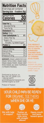 Happy Baby Organic Teethers - Banana and Sweet Potato Gentle Teething Wafers, 2 Count per pack, 12 Count per box