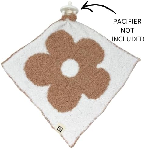 10"x10" L+L USA Retro Flower Baby Lovey Pacifier/Teether Holder - DreamSoft Plush Fluffy Cuddly Soothie Reversible Mini