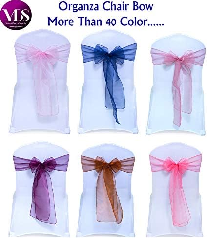 Pack 50 VDS of Organza Chair Sashes for Weddings & Events Dcor | Sheer Shiny Dining Chair Bows for Banquet, Party