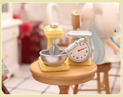 Set 1:12 10PCS Miniature Dollhouse Kitchen Decoration Waffle Maker Toaster Scale Stand Mixer Flour Modern Mini House