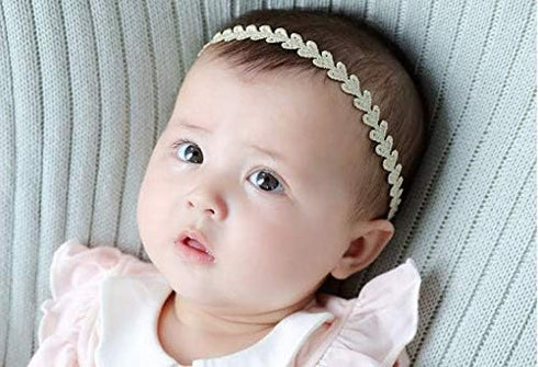 4pcs Lace Bows Baby Headbands for Girls - Soft Elastic Flower Bows Hair Accessories