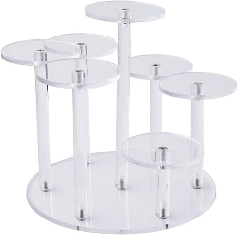 7-Tier Action Figure Stand - Clear Acrylic Riser Round Display Stand for Collection Organizer, Figures, Collectibles,