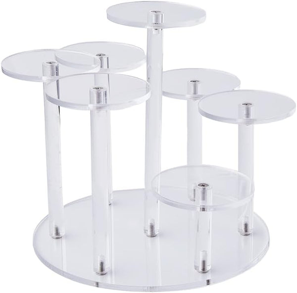 7-Tier Action Figure Stand - Clear Acrylic Riser Round Display Stand for Collection Organizer, Figures, Collectibles,