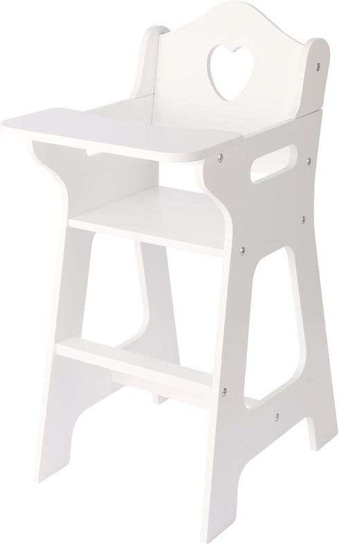 PHOKID 18 Inch Doll High Chair for Pretend Play - Wooden Doll Furniture