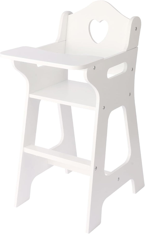 PHOKID 18 Inch Doll High Chair for Pretend Play - Wooden Doll Furniture