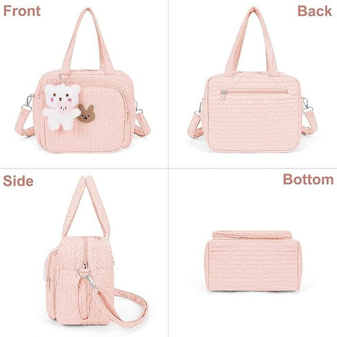 Lushandy Baby Diaper Bag Tote, Mom Bag Crossbody Diaper Bags Baby Travel Bags for Girl Paaleras Para Bebe (Pink, Large)